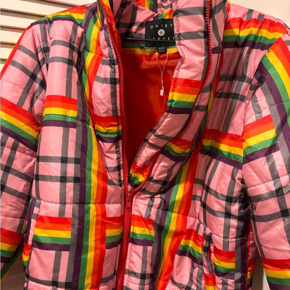 Daisy Street rainbow plaid puffer - Picture 3 of 3